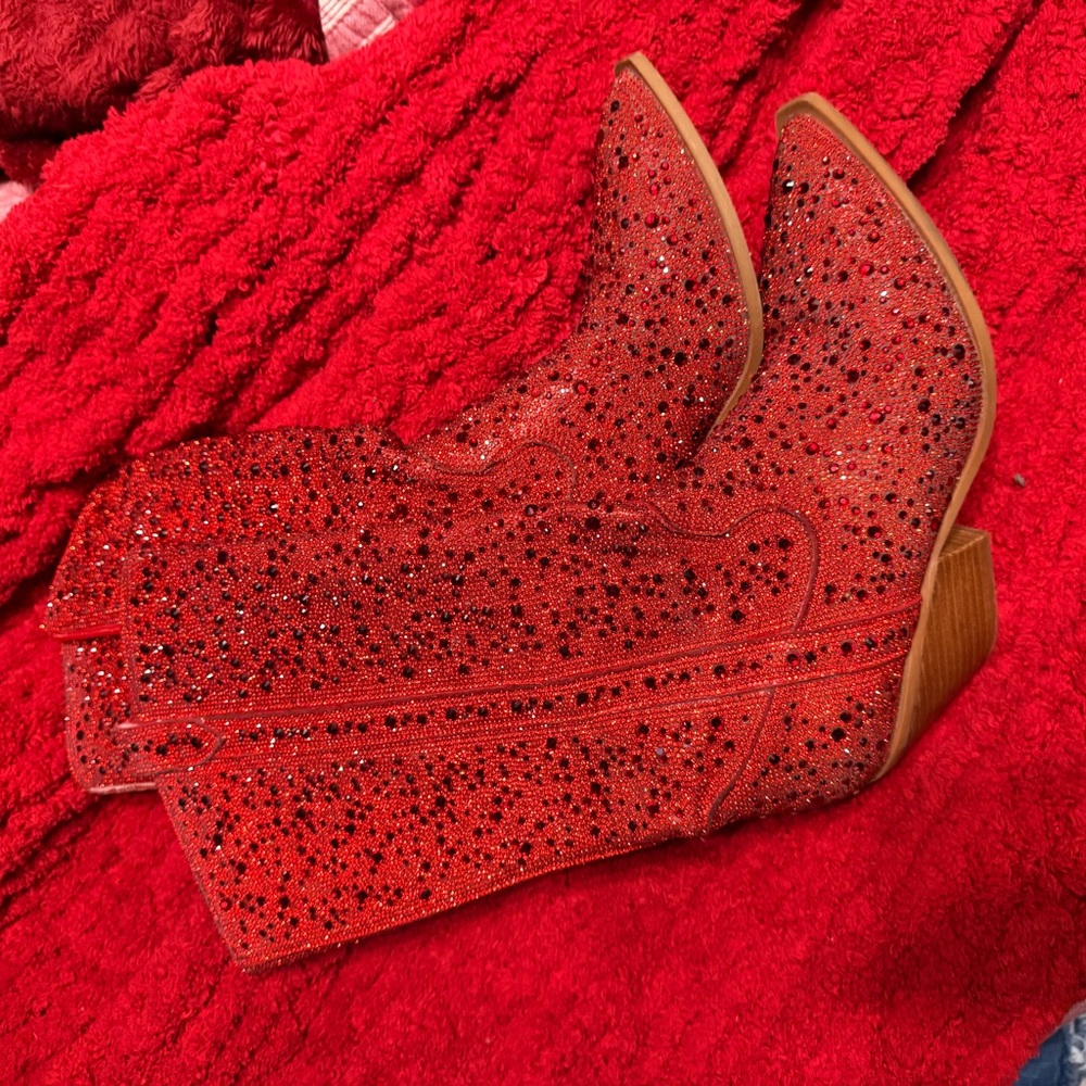 Corkys Red Sparkle Heeled Boots